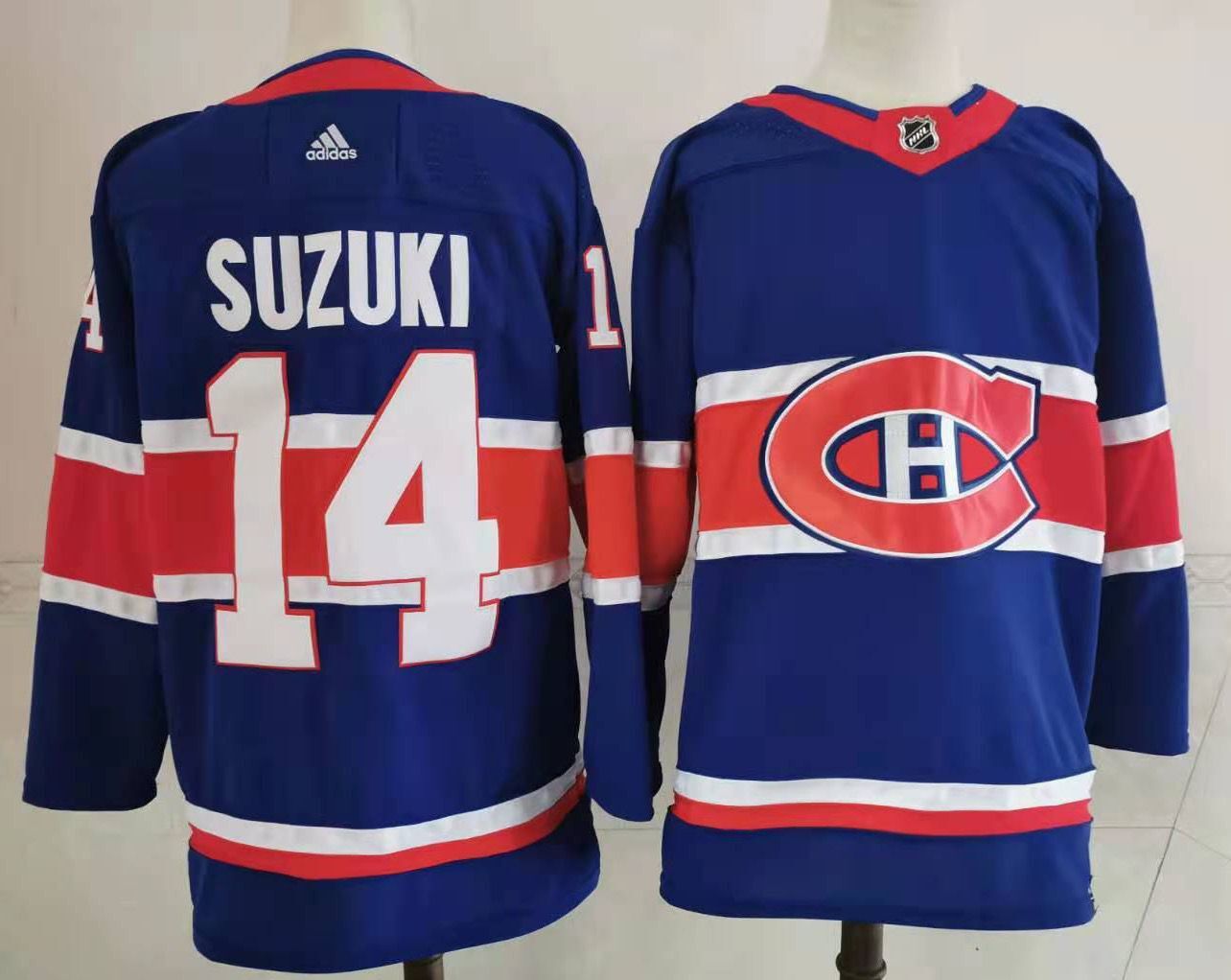Men Montreal Canadiens #14 Suzuki Blue Throwback Authentic Stitched 2020 Adidias NHL Jersey->montreal canadiens->NHL Jersey